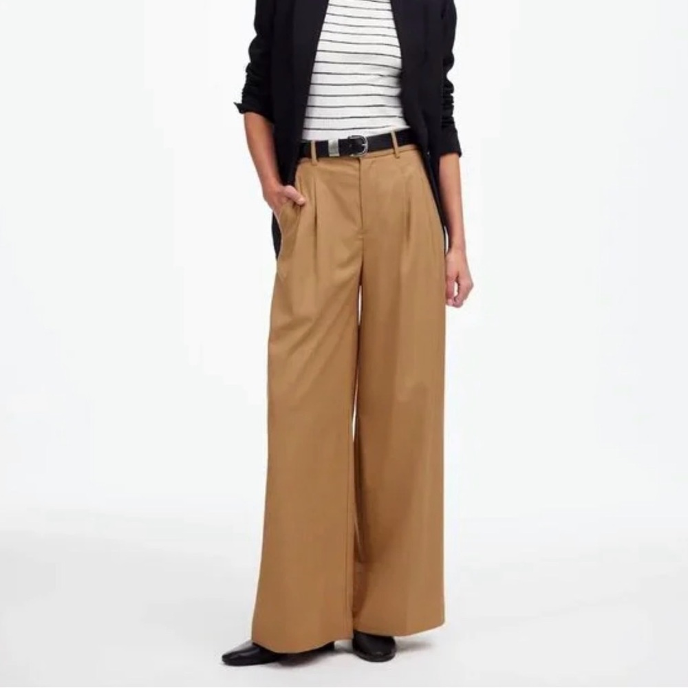 Madewell Harlow Superwide-Leg Trouser in Brushed Twill Ochre Size 6